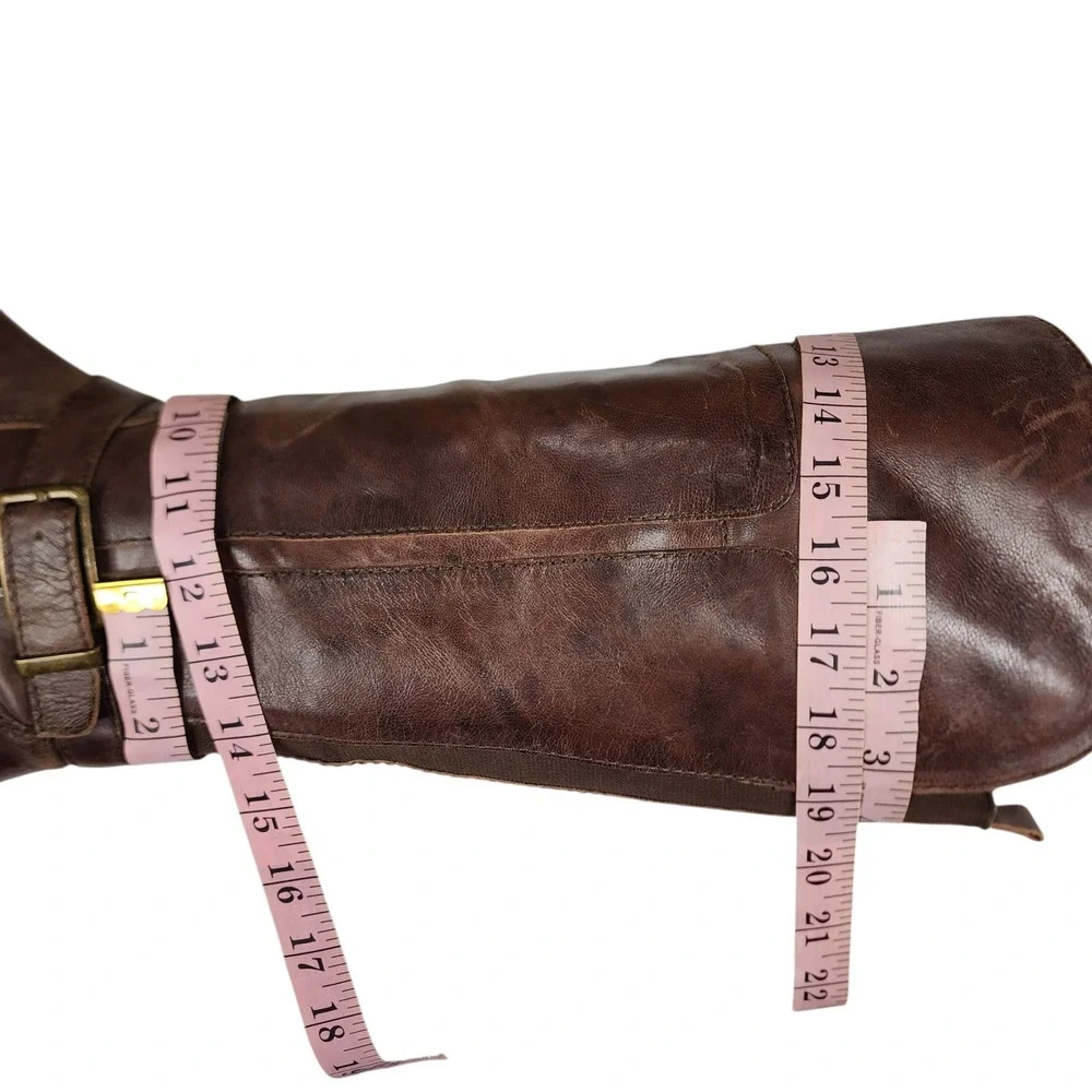 Marc Fisher Riding Boots 7M Women Stretch Zip Brown Leather Knee High Equestrian